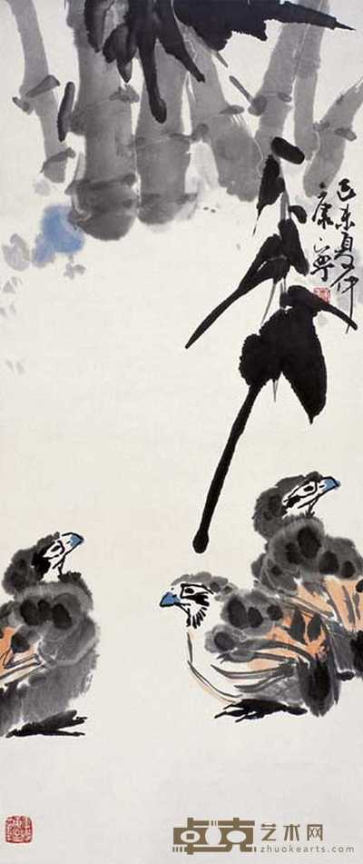 康宁 花鸟 立轴 68×29cm